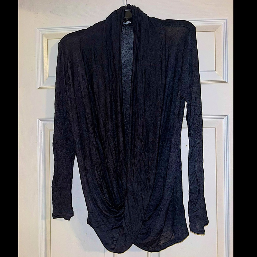 Boutique Black Wrap Top Long Sleeve